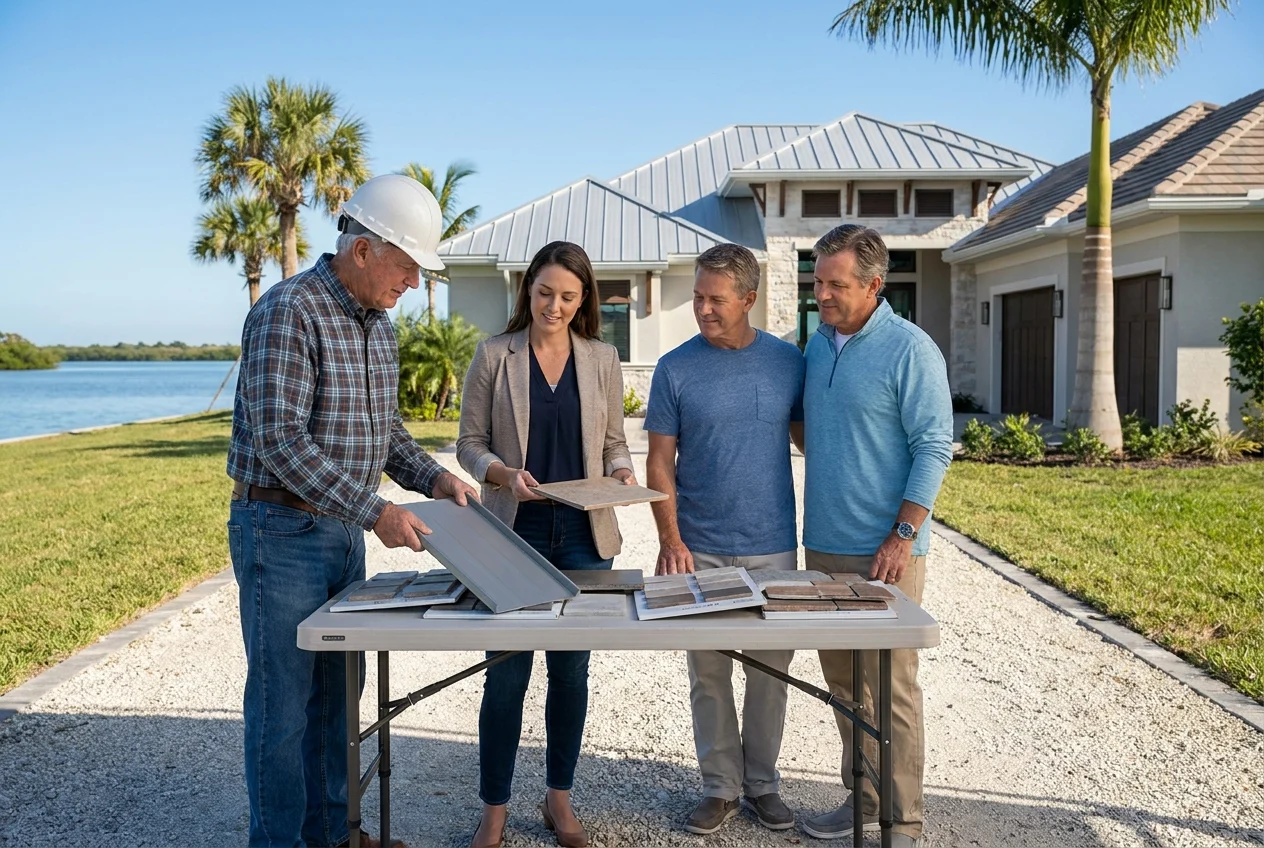 Close-up of premium metal roofing with corrosion-resistant fasteners and flashing