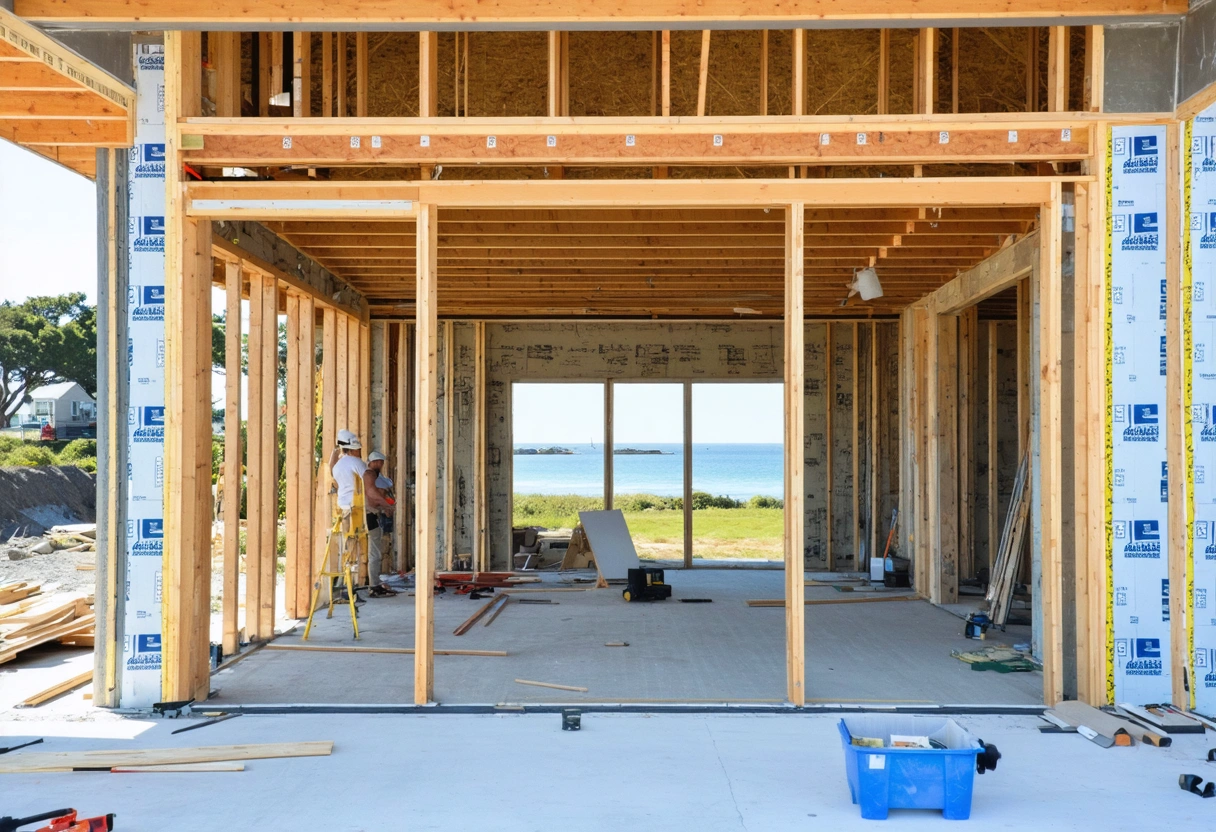 Moisture-resistant siding, roofing, and trim stacked for a remodel project