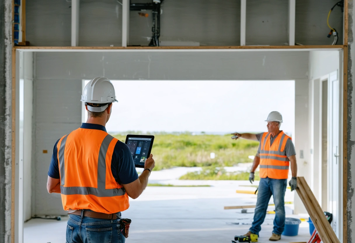 Superintendent coordinates trades installing separated systems around a protected structural beam