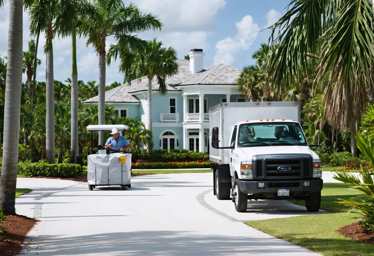 Organized crews manage deliveries at a luxury Boca Grande home renovation